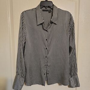 Diamond Pattern Silk Blouse Button Front 16